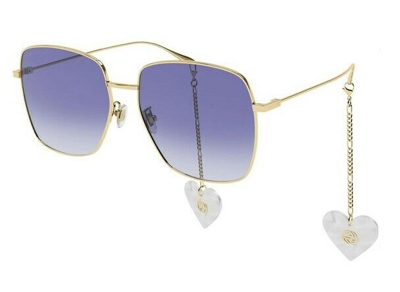 Pre-owned Gucci Gg 1031s-004 Gradient Gold/violet Oversized Metal Square Women Sunglasses In Purple