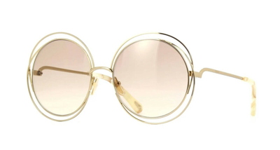 Pre-owned Chloé Carlina Ch0045s Gold/light Brown Shaded (005) Sunglasses
