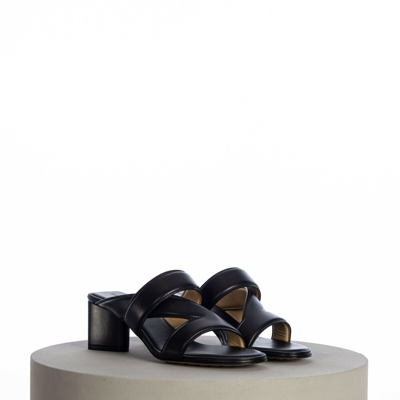 Pre-owned Bottega Veneta 840$ 'the Band' Strap Mule Sandal, Black Leather, Padded