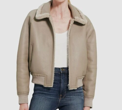 Pre-owned Theory $2490  Women's Beige Reversible Leather Shearling Jacket Petite Size P/0