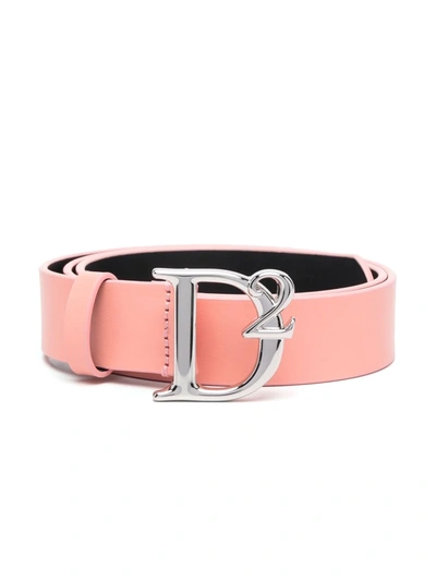 Dsquared2 Logo-buckle Fastening Belt In Pink Palladium
