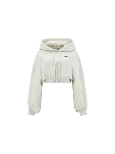 Off-white Cropped Cotton Hoodie In Default Title
