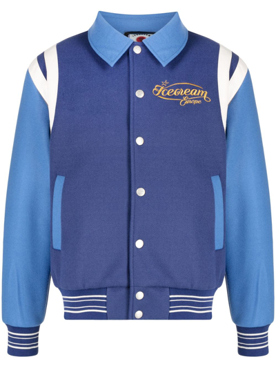 Icecream Mascot Brand-embroidered Woven Jacket In Blue