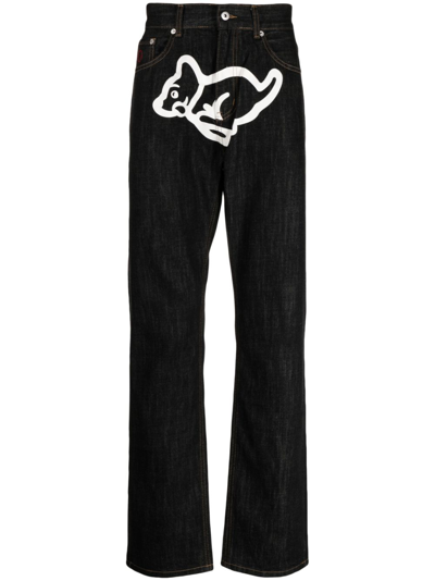 Icecream Running Puppy Brand-print Straight-leg Jeans In Blue