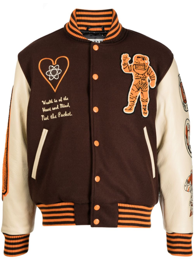 Billionaire Boys Club Logo-embroidery Varsity Bomber Jacket In Brown