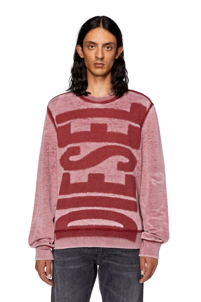 Diesel Sweatshirt With Burn-out Logo In Rosso