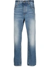 Saint Laurent Straight-leg Distressed Jeans In Blue