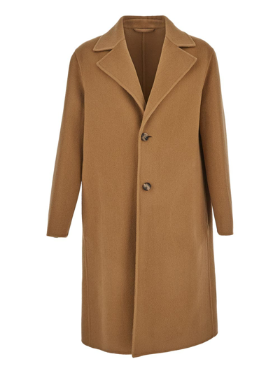Lardini Long-sleeved Single-breasted Coat In Brown