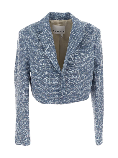 Remain Bold Weave Short Blazer In Blue