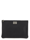 DOLCE & GABBANA GRAINY LEATHER AND NYLON POUCH,BM2280AD4478B956
