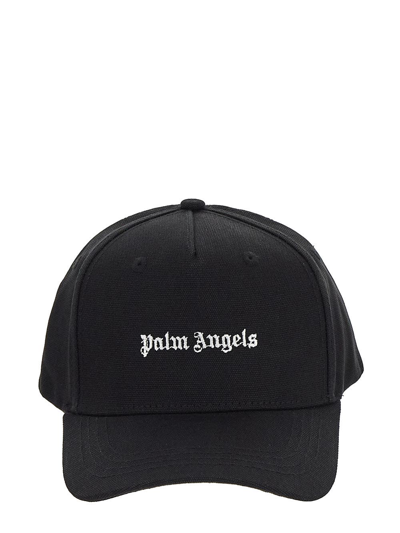 Palm Angels Logo Embroidery Cotton Canvas Cap In Black