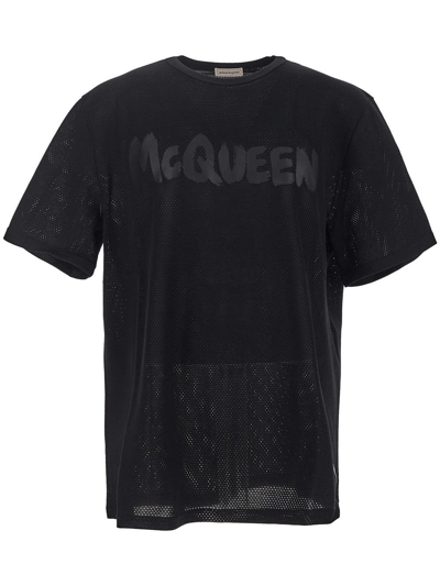 Alexander Mcqueen Mesh T-shirt In Black