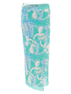 Rotate Birger Christensen Printed Mesh Wrap Skirt In Green
