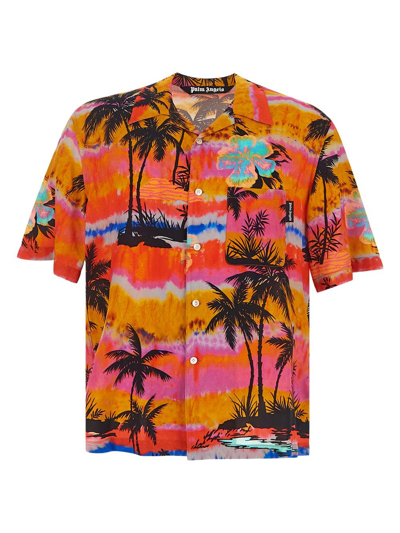 Palm Angels Psychedelic Sunset-print Bowling Shirt In Multicolour