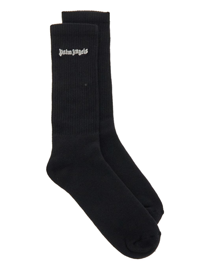 Palm Angels Embroidery Classic Logo Socks In Black