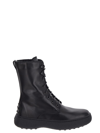 Tod's Tods Lace-up Leather Ankle Boots In Black