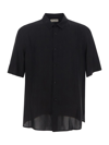 Saint Laurent Cassandre Striped Silk Shirt In Black