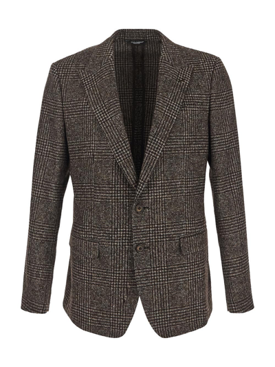 Dolce & Gabbana Single-breasted Felted Jacket In Brown