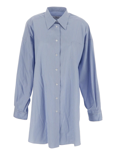 Maison Margiela Pinstriped Shirt In Blue