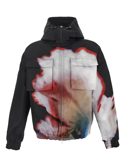 Alexander Mcqueen Kapuzenjacke Mit Solarised Flower-print In Multicolor