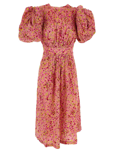 Rotate Birger Christensen Jacquard Puffy Dress In Pink
