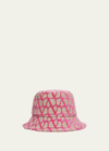 Valentino Garavani Canvas-jacquard Bucket Hat In Naturale Pink