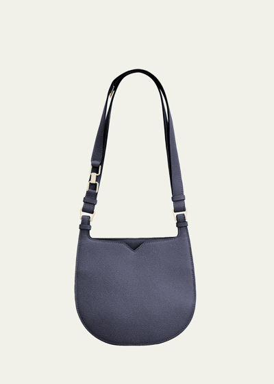 Valextra The Hobo Weekend Small Saddle Bag In Bv Avio Blue