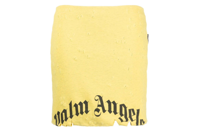 Pre-owned Palm Angels Gd Destroyed Midi Skirt Yellow/black