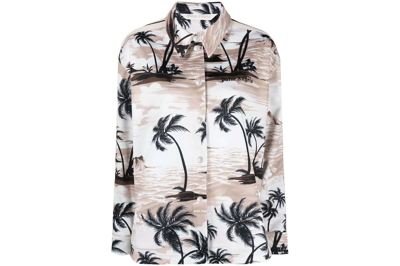 Pre-owned Palm Angels Hawaiian Track Shirt Beige/black