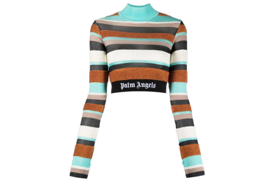 Pre-owned Palm Angels Lurex Stripes Knit Lg Top Multicolor