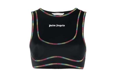 Pre-owned Palm Angels Rainbow Miami Training Top Black/white