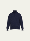 Loro Piana Men's Cashmere Knit Full-zip Bomber Sweater In J1ce Batik Blue
