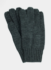 Bergdorf Goodman Men's Wool Touchscreen Gloves In Charcoal