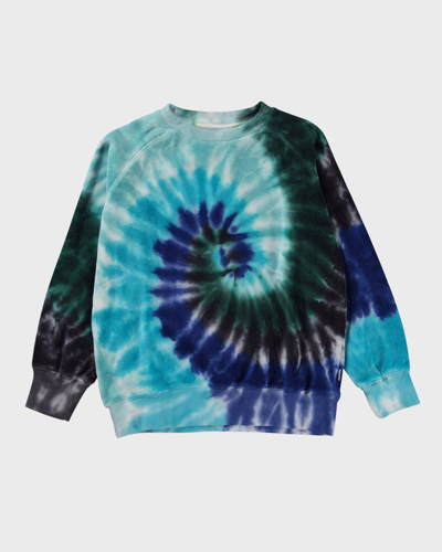 Molo Kids' Mike Tie-dye Cotton Sweatshirt In Blue