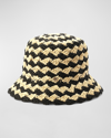 Kate Spade Seaside Stripe Crochet Bucket Hat In Natural/ Black