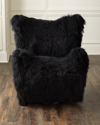 Massoud Aima Shearling Swivel Wing Chair