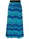 Wales Bonner Palm Motif Knit Midi Skirt In Green