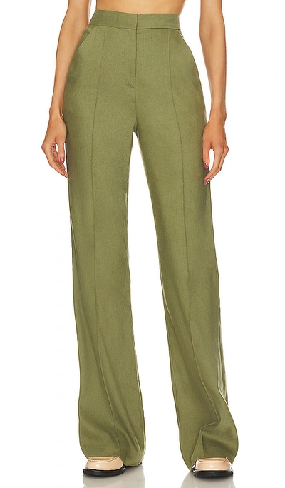 Veronica Beard Noda Tailored Pintuck Trousers In Bright Army