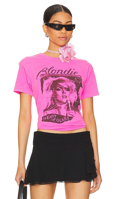Daydreamer Blondie Heart Of Glass Flyer Ringer Tee In Sugar Plum