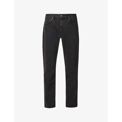 Jeanerica Tapered-leg Mid-rise Organic Stretch-denim Jeans In Black 2 Weeks