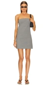 Norma Kamali Strapless Tailored Terry Mini Dress In Medium Heather Grey