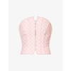 Misbhv Jacquard Canvas Monogram Corset Top In Bubblegum
