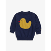 BOBO CHOSES BOBO CHOSES GIRLS MIDNIGHT BLUE KIDS DUCK LOGO-EMBROIDERED KNITTED WOOL-BLEND JUMPER 2-11 YEARS,68684540