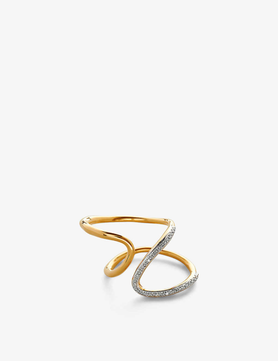 Monica Vinader Womens Yellow Gold Riva 0.04ct Diamond And 18ct Yellow Gold-plated Vermeil Sterling S