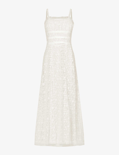 Rodarte Daisy-embroidered Cotton-blend Tulle Maxi Dress In White