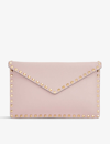 Valentino Rockstud Leather Clutch In Water Lilac