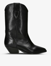 Isabel Marant Womens Black Duerto Pointed-toe Leather Heeled Cowboy Boots In Black
