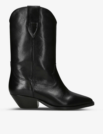 Isabel Marant Womens Black Duerto Pointed-toe Leather Heeled Cowboy Boots