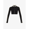 Burberry Cynthia Check Print Tech Crop Top In Black