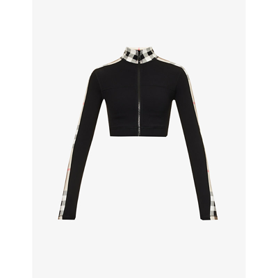 Burberry Jersey Sweatshirt With Check Profiles In Black